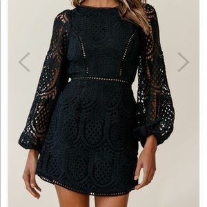 Selfie Leslie Heart Crochet Overlay Dress